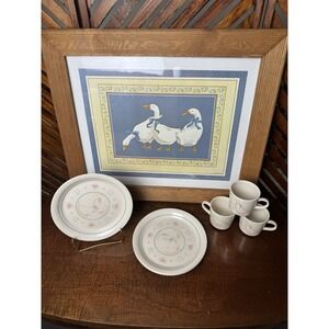 Cottage Core Goose Decor Bundle Picture/Plates/Mugs Corelle Granny Core
